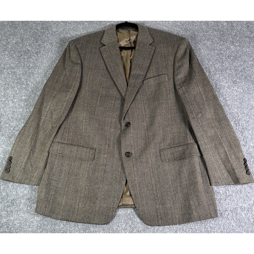 Lauren Ralph Lauren Sport Coat Mens 46R Brown Herringbone Wool 2 Button Blazer